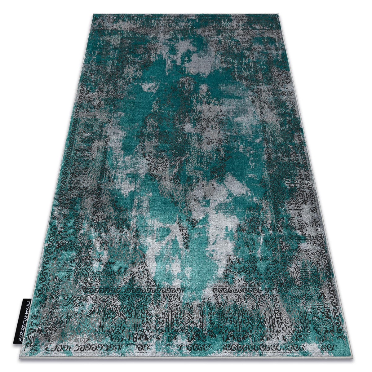 Dywan DE LUXE nowoczesny 6754 Abstrakcja - Strukturalny zielony / szary, 140x190 cm