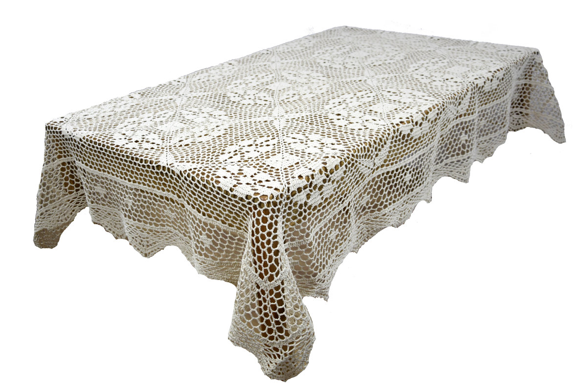 Beżowy OBRUS Ze Sznurka 140/240 W Stylu BOHO