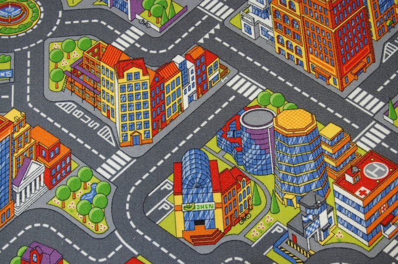 Dywan dziecięcy ULICZKI BIG CITY szary, 250x300 cm