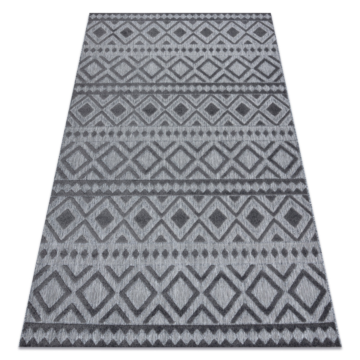 Dywan Strukturalny SOLE D3852 Boho, romby - płasko tkany szary, 120x170 cm