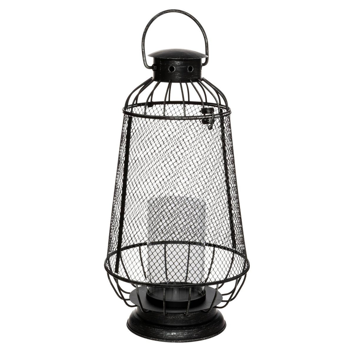 Lampion metalowy ażurowy w stylu lampy naftowej, 43,5 cm