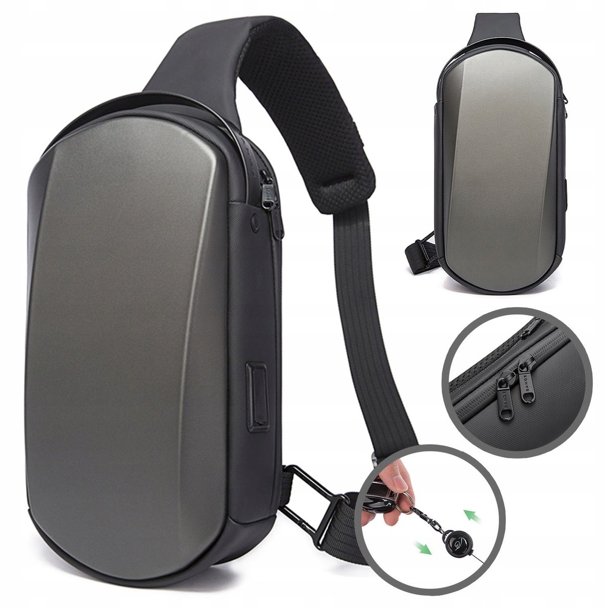 Antykradzieżowy Plecak Miejski Bange Na Jedno Ramię Organizer Usb