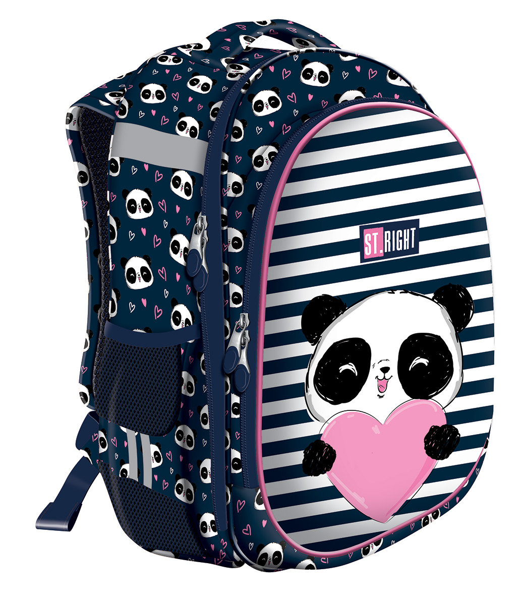 Tornister ergonomiczny Love Panda sztywny kasetonowy