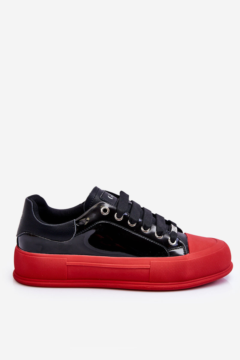 Damskie Lakierowane Trampki Na Platformie GOE LL2N4021 Czarno-Czerwone-37