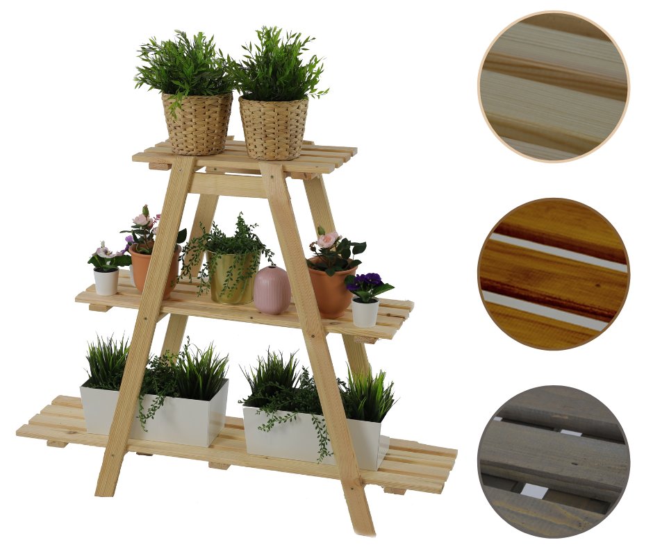 Drewniany Kwietnik 79x101x26 cm – RP 3- poziomowy Naturalny / Wamar-Sosenka