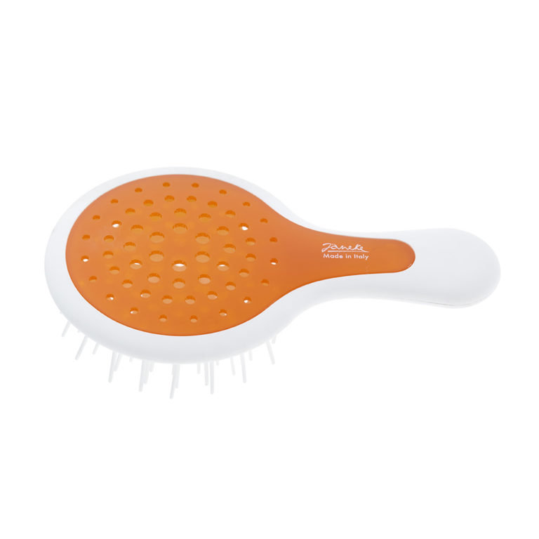 Janeke Mini Superbrush, Mała Szczotka Do Rozczesywania Włosów, Biało-pomarańczowa