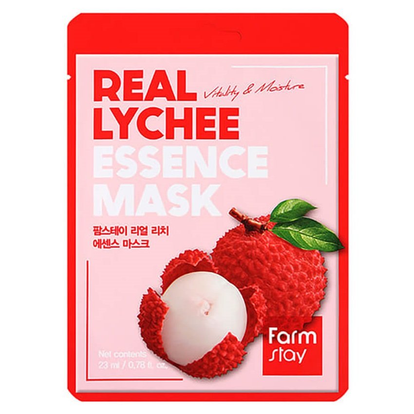FarmStay Essence Mask, Nawilżająca maseczka w płachcie z ekstraktem z liczi, 23 ml