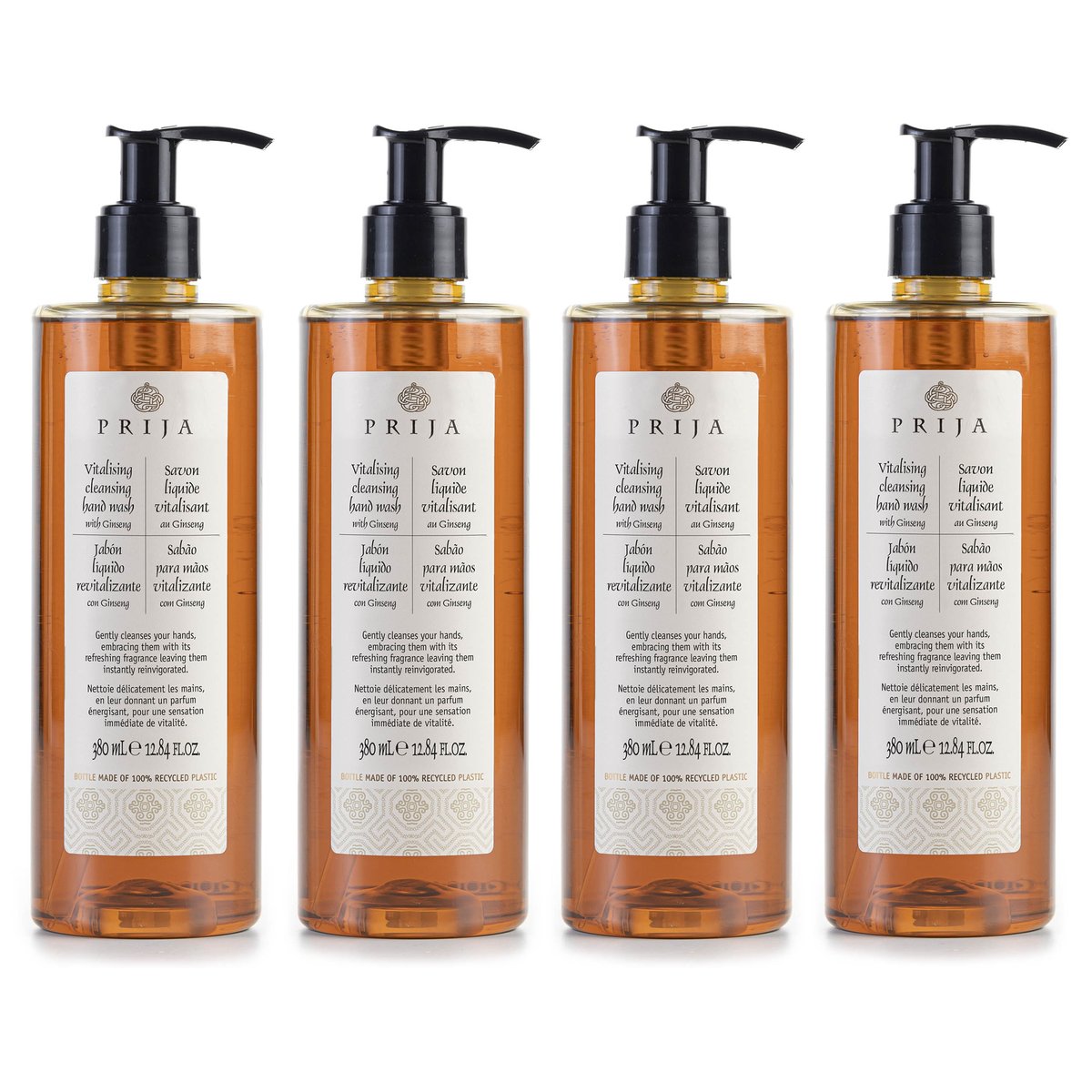 Prija, Mydło W Płynie Z Ekstraktem Z Żeń-szenia, Z Pompką, 4x380ml