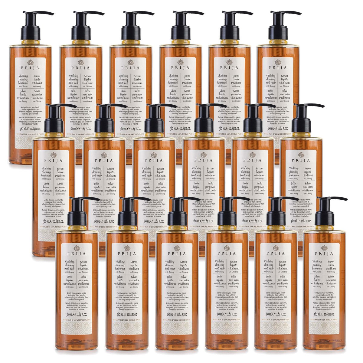 Prija, Mydło W Płynie Z Ekstraktem Z Żeń-szenia, Z Pompką, 18x380ml