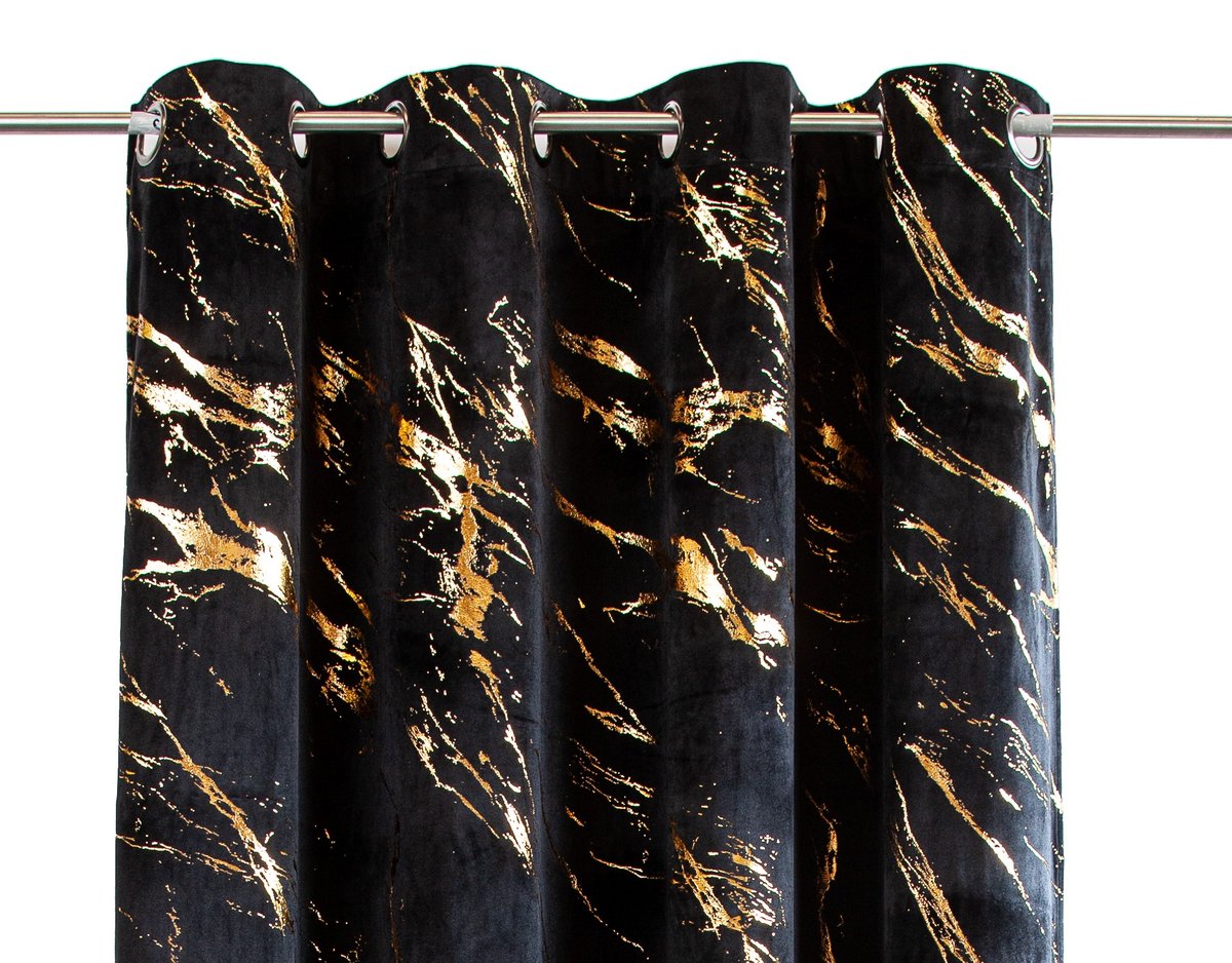 Zasłona welwetowa ENDLESS CHIC BLACK 140x270 na przelotkach,