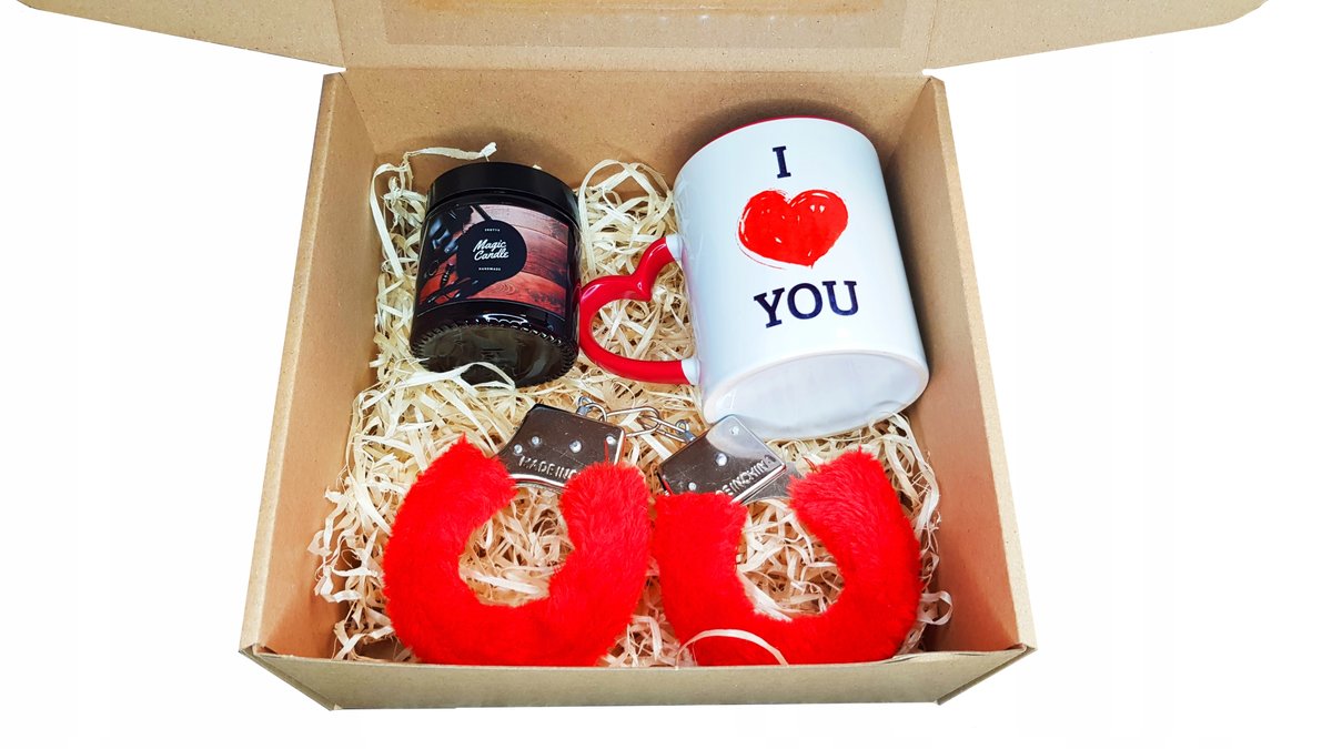 Zestaw prezentowy walentynki świeczki sojowe kubek