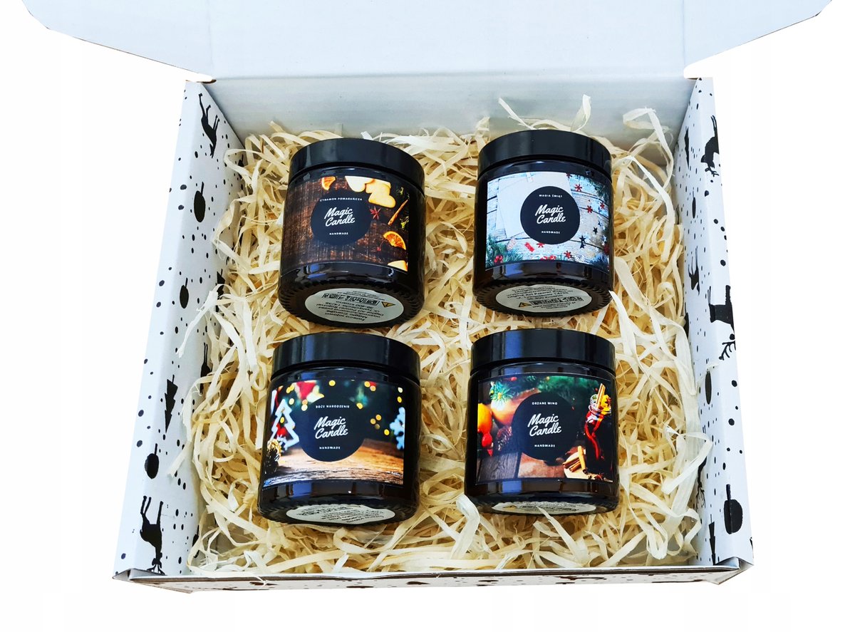 Box świąteczny świeczki sojowe naturalne zapachowe