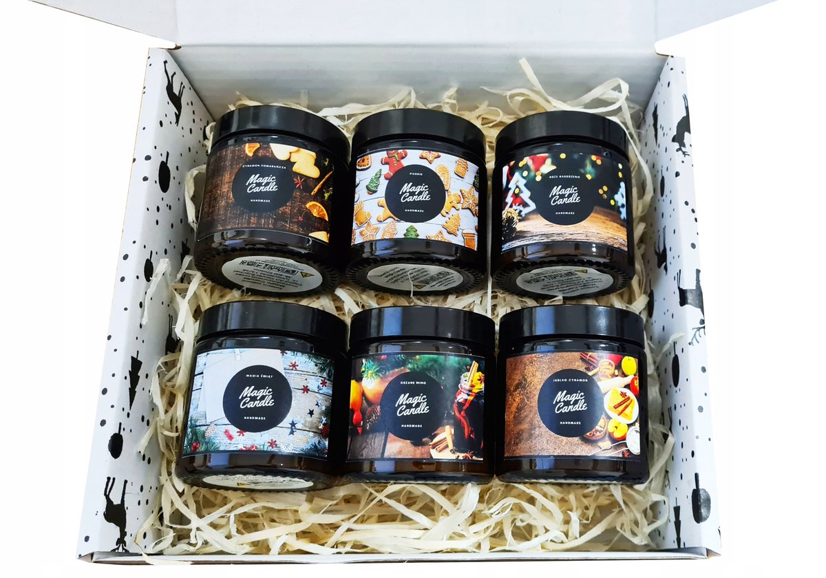 Box świąteczny świeczki sojowe naturalne zapachowe