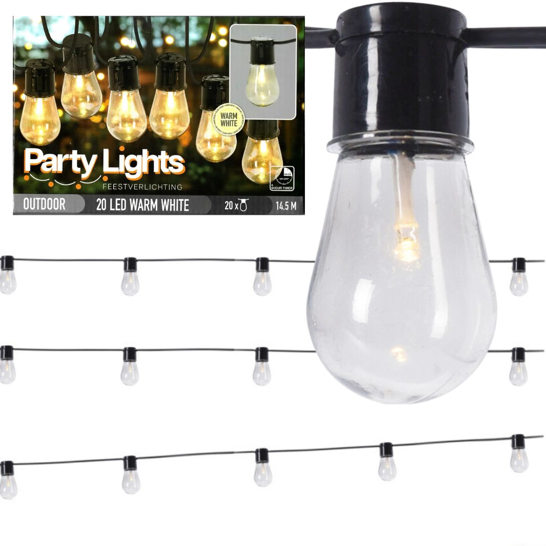 Girlanda Ogrodowa 20 Led Żarówki Łańcuch 14,5M
