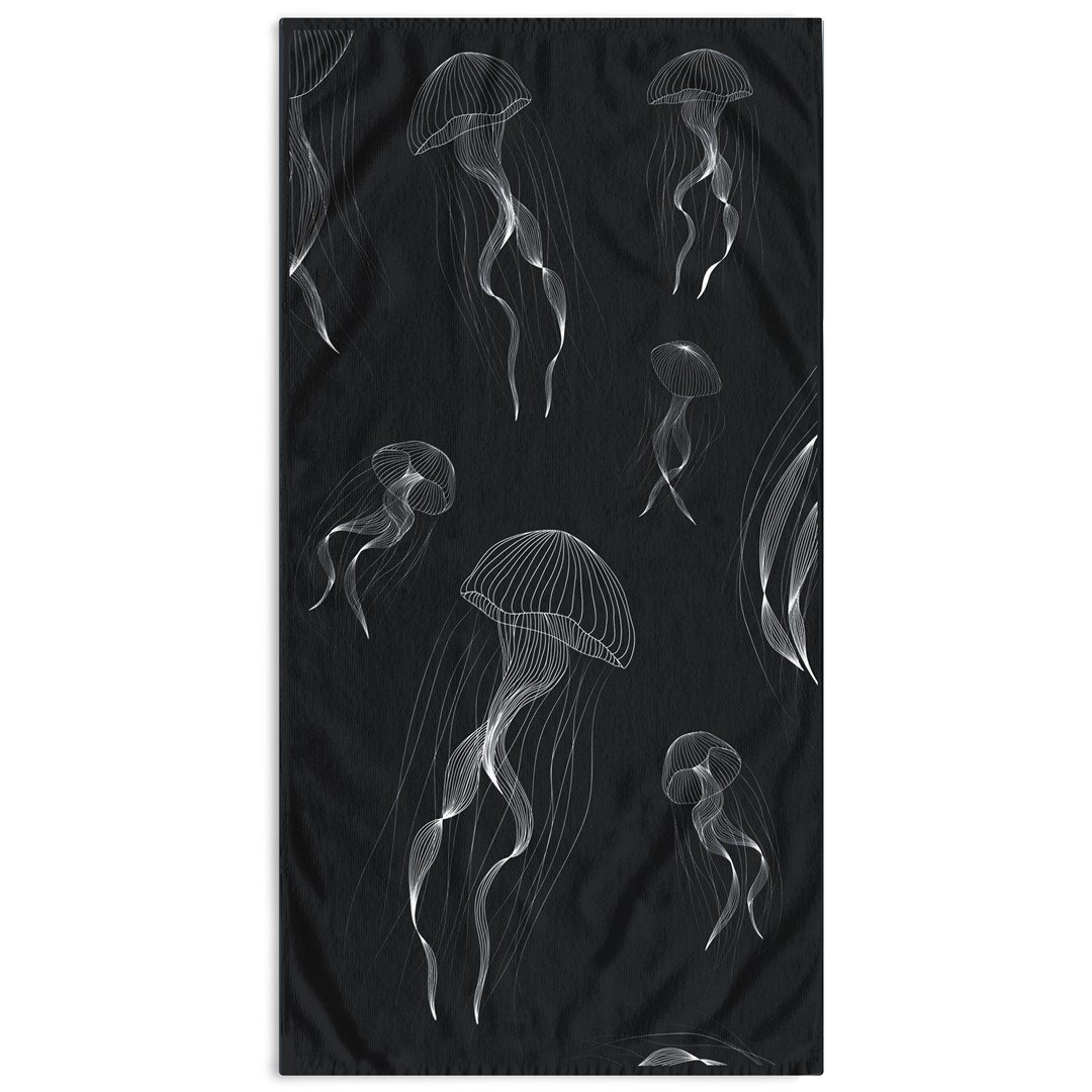 Ręcznik JELLYFISH kolor granatowy przód welur, tył frotte 90x180 decoking