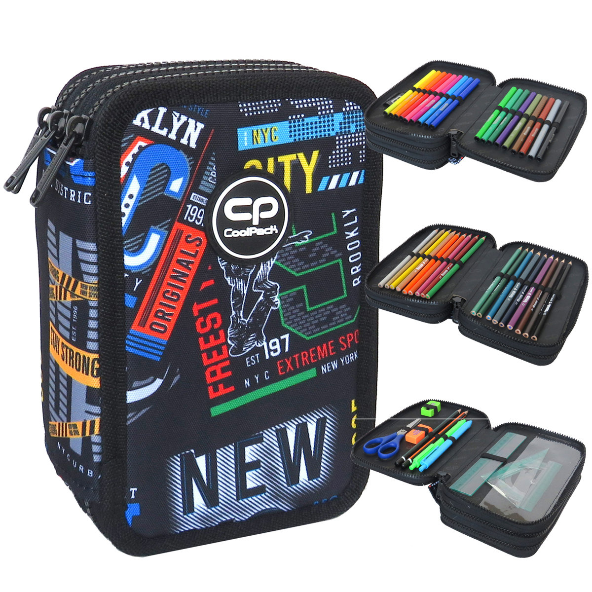 Piórnik 3-komorowy z wyposażeniem Coolpack Jumper 3 big city