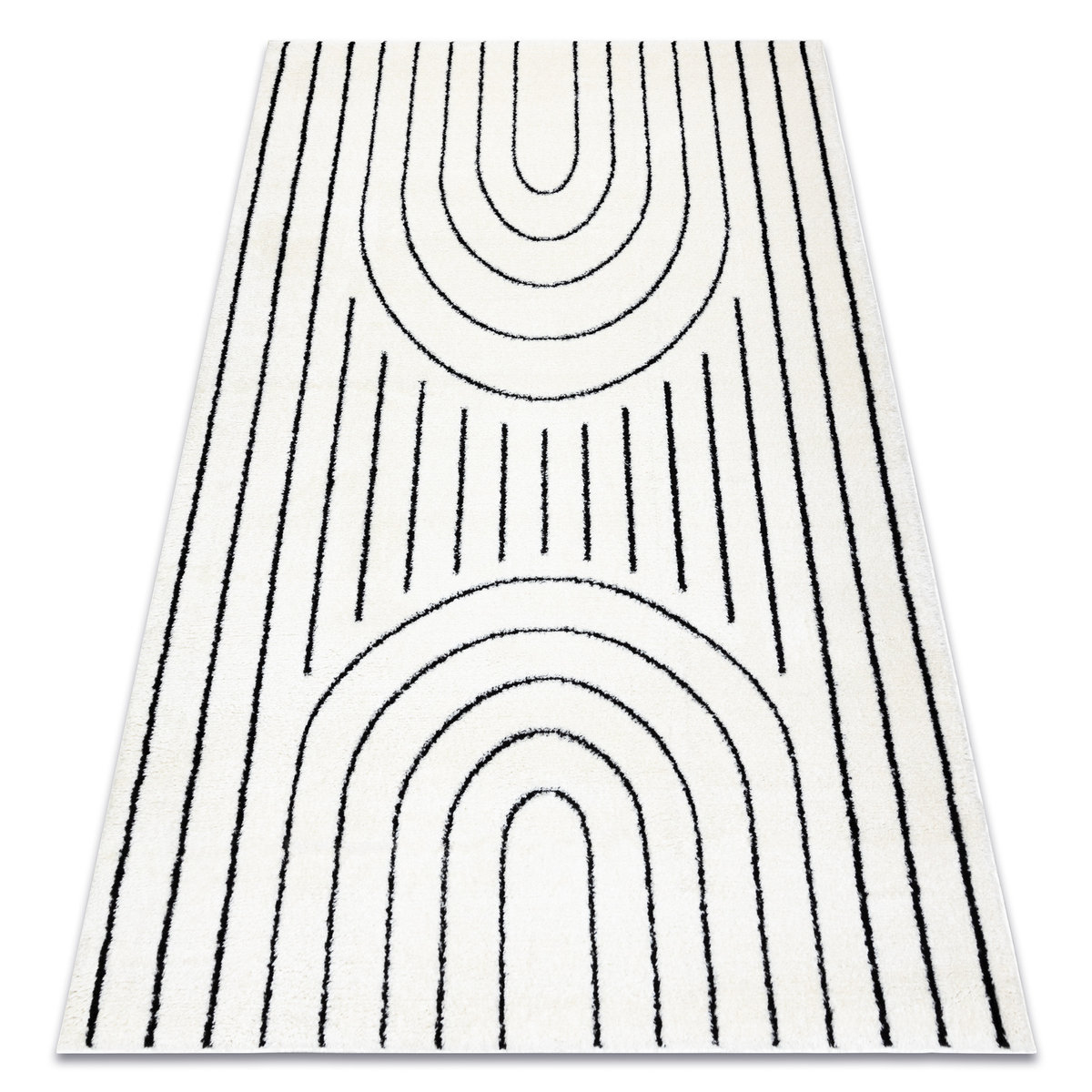 Dywan Mode 8494 Geometryczny Krem / Czarny, 160X220 Cm