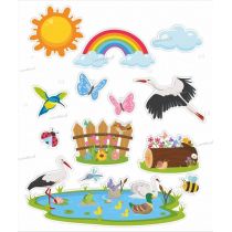 LearnHow Dekoracje okienne wiosenne - Krajobraz 13 szt.