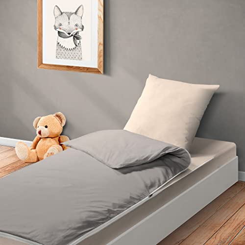 Câlin Caradou Blue Grey Galet/Granit Pościel dziecięca z bawełny, 4 części: Śpiwór dziecięcy All-in-One z kołdrą - 95 x 140 cm