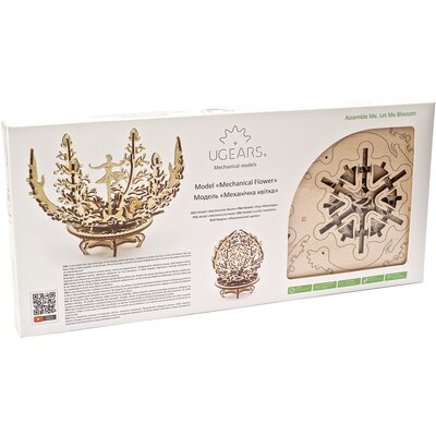 UGEARS Kwiat od Ugears to mechaniczny wałek do puzzli 3D dla dzieci i dorosłych