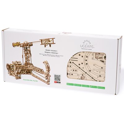 UGEARS 3D puzzle puzzle puzzle drewniane modelarstwo zestaw do zabawy wiatrak i wiatrak Aviator - DIY Puzzle zabawka edukacyjna - ekologiczne drewno zestaw do budowy modelu - dla dorosłych i dzieci, A