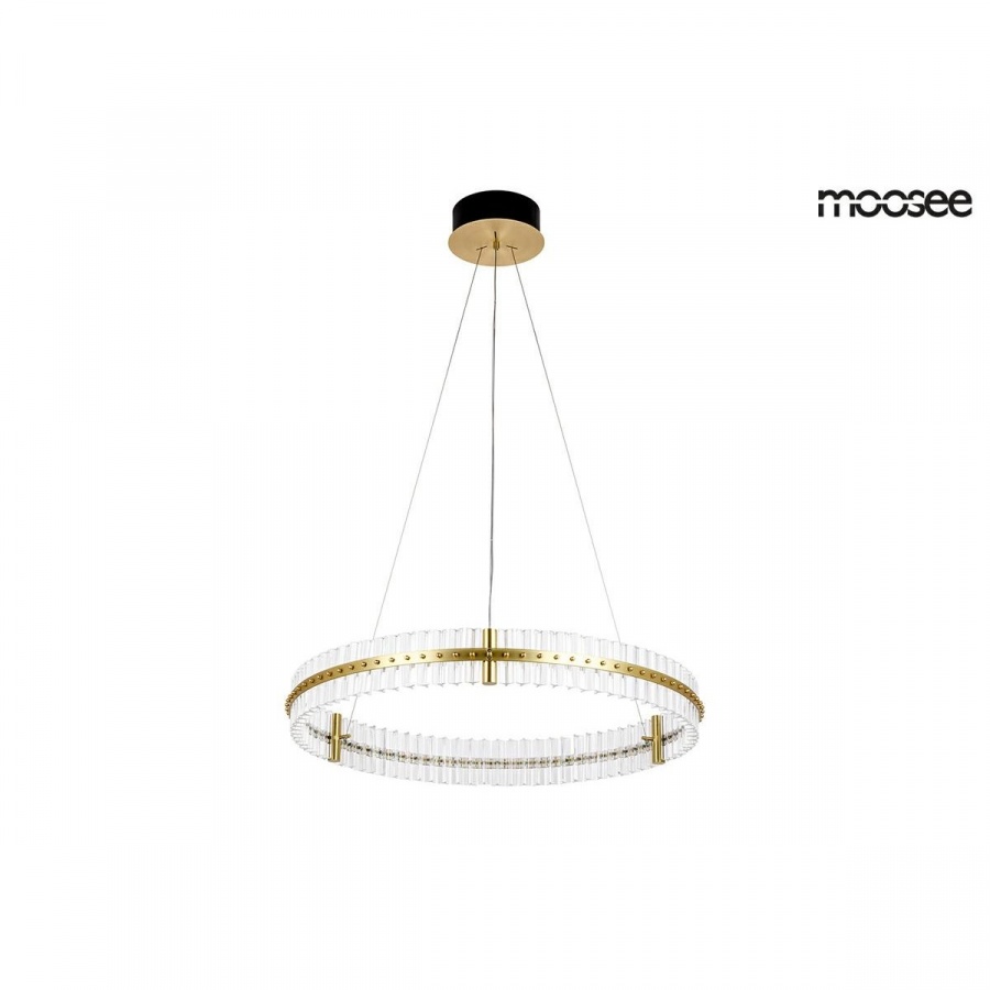MOOSEE lampa wisząca SATURNUS 85 złota - LED, kryształ, stal szczotkowana kod: MSE010100168 + Sprawdź na SuperWnetrze.pl