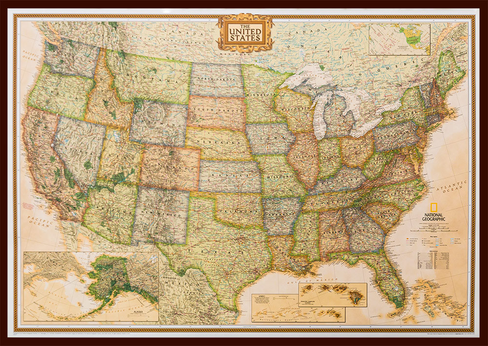 National Geographic, USA Executive mapa ścienna polityczna na podkładzie 1:4 557 000