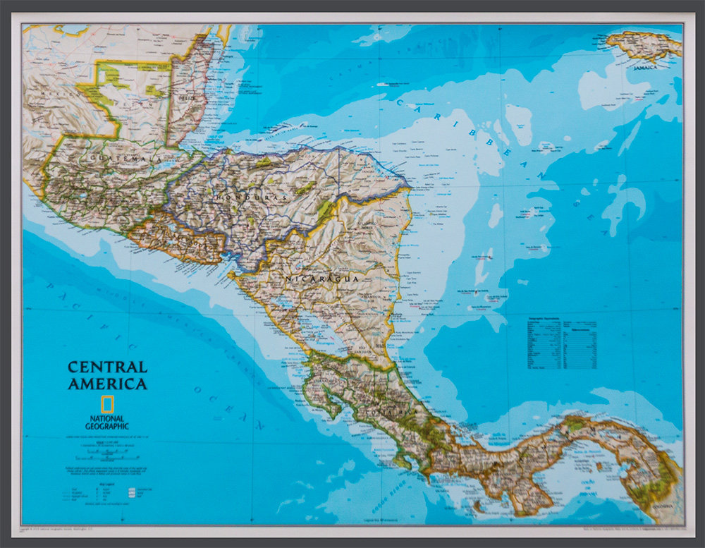 National Geographic, Ameryka Centralna. Mapa ścienna polityczna na podkładzie do wpinania 1:2 541 000
