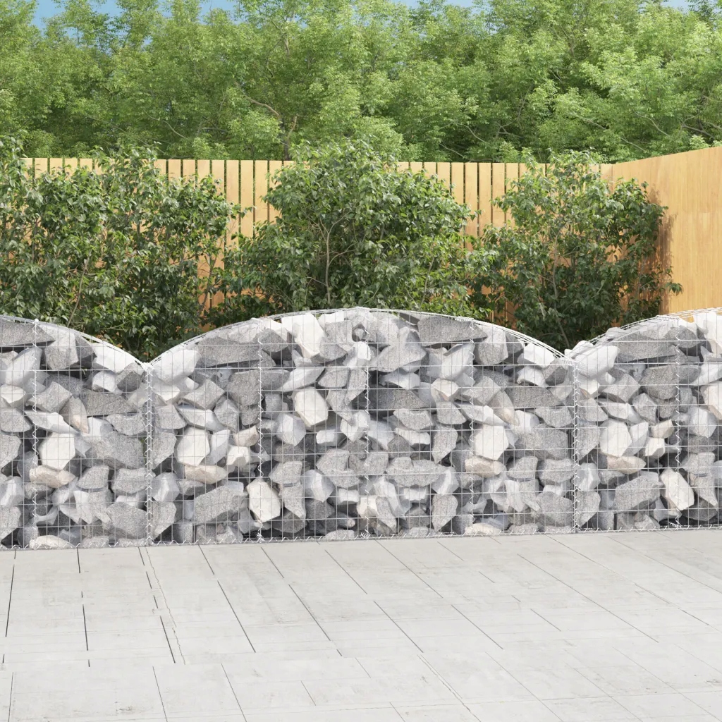 vidaXL Łukowaty kosz gabionowy, 200x30x80/100 cm, galwanizowane żelazo