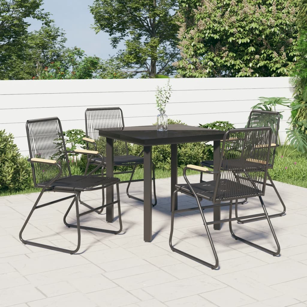 5-częściowy zestaw mebli ogrodowych, czarny, rattan PVC vidaXL