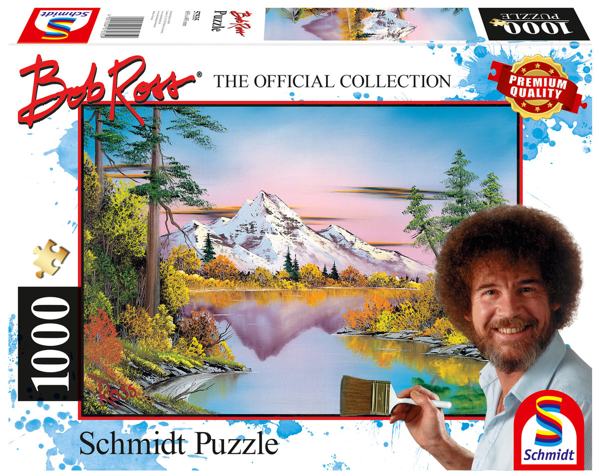 puzzle 1000 bob ross, odbicie w tafli wody