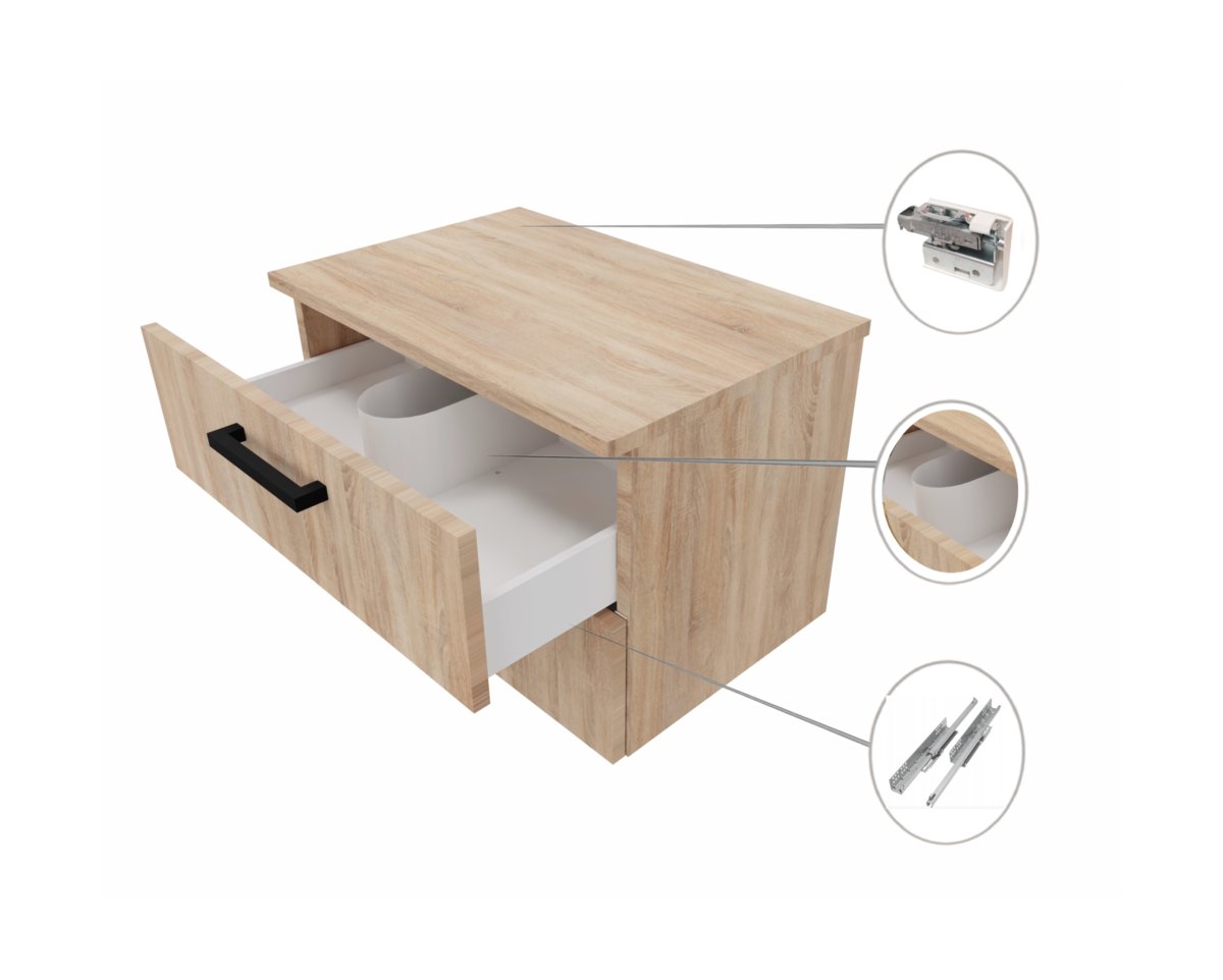 Szafka Łazienkowa Wisząca Pod Umywalkę Dąb Sonoma