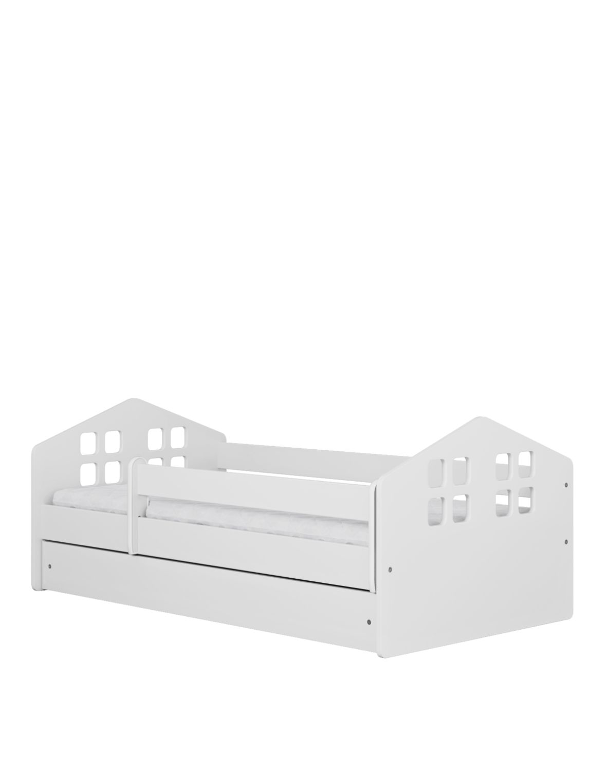 Łóżko dziecięce Kacper 180x80, domek, młodzieżowe, białe, z szufladami