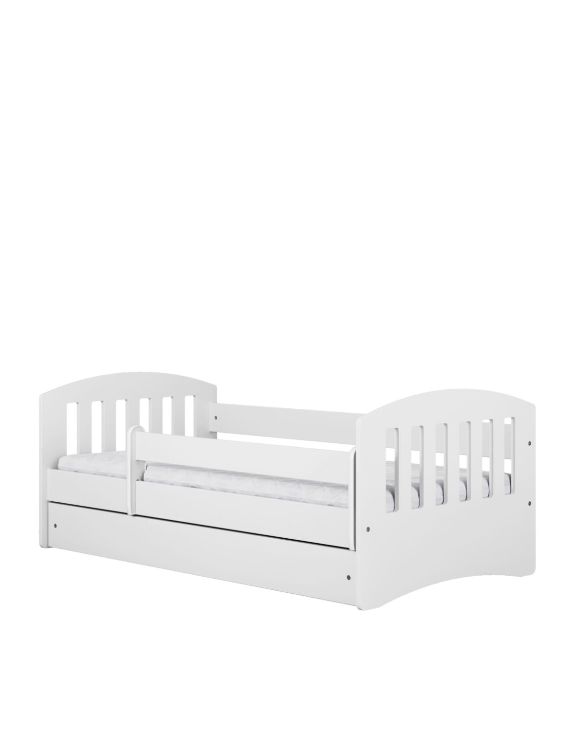 Łóżko dziecięce Classic 1 180x80, młodzieżowe, z materacem, z szufladą, białe