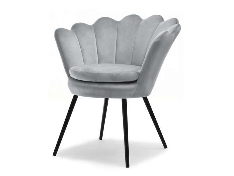 Modny Fotel Muszelka W Stylu Glamour Lazar Szary Na Czarnej Nodze