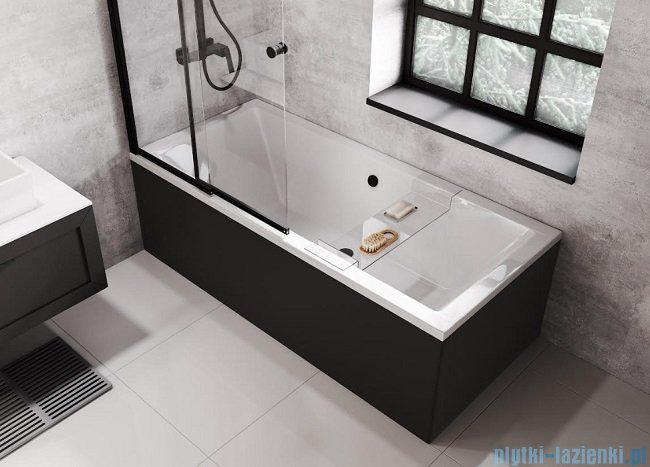 Фото - Панель для ванни / піддона Besco Quadro obudowa wanny CZARNY mat 180x80cm #OAQ-180-PKC 