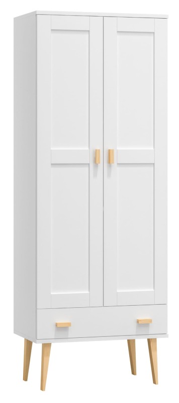 Szafa sosnowa Venuci 2D nr2 wieszak/półki szuflada 89 cm biała