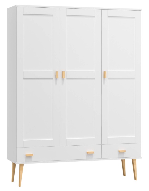 Szafa sosnowa Venuci 3D nr2 wieszak/półki szuflada 135 cm biała