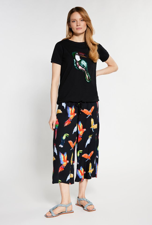 T-shirt z cekinowym wzorem - Monnari