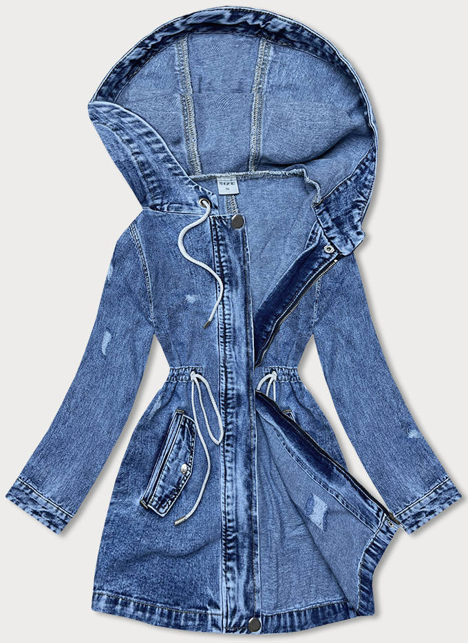 LUŹNA JEANSOWA DAMSKA KURTKA DENIM NIEBIESKA (POP7120-K) - P.O.P. SEVEN