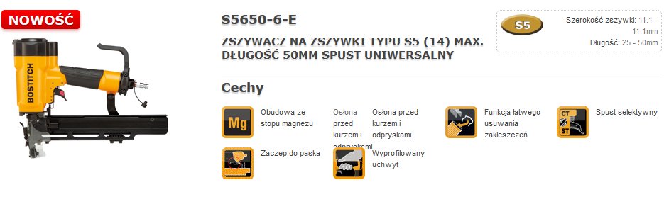 Zszywacz pneumatyczny BOSTITCH, 360x272x78 mm