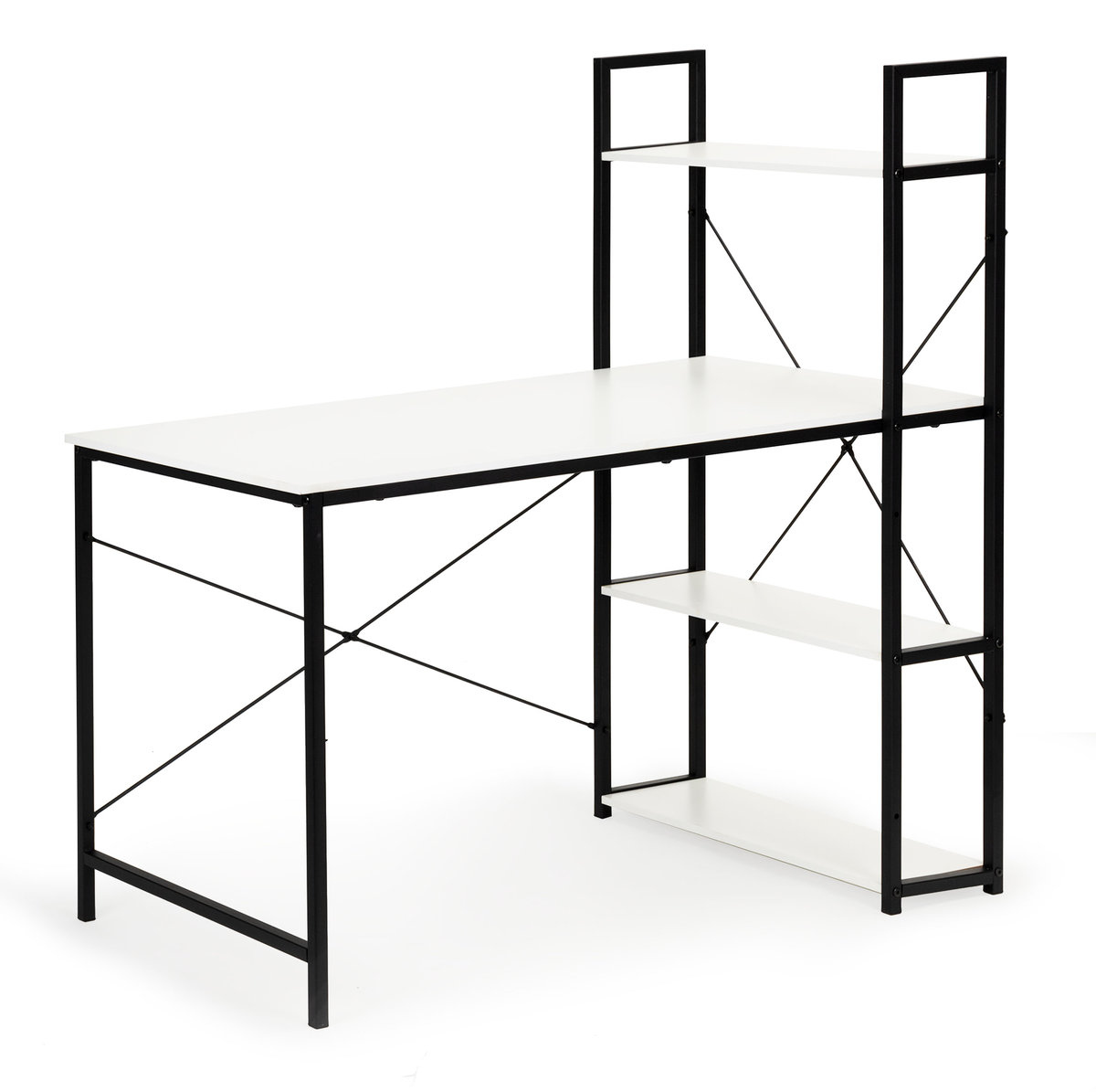 ModernHome Biurko komputerowe, biurowe , stół, półki, loft, orzech, 120 cm