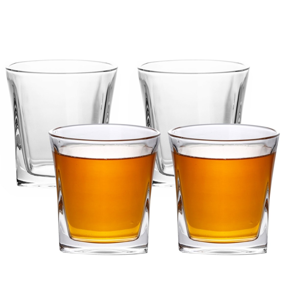 4x szklanki do whisky w kolorze CRYSTAL Przezroczysty „VINTAGE” - Old Fashioned Whisky Crystal Glass bezołowiowe w Sculpture Design Można myć w zmyw..