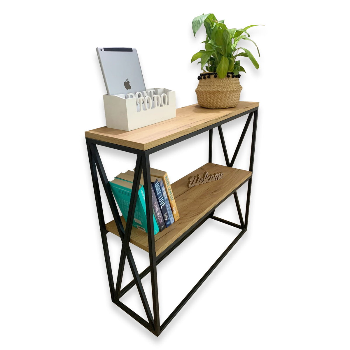 konsolka, toaletka X  STYL LOFT INDUSTRIALNY z półką  80x25x90