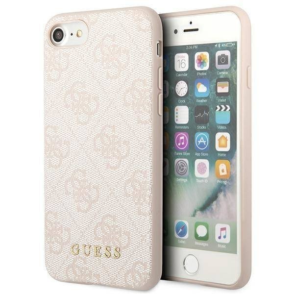 Guess Etui do iPhone SE 2022 / 2020 / 7 / 8 różowy/pink hard case 4G Metal Gold Logo GUHCI8G4GFPI