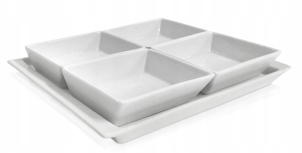 TALERZ NA PRZEKĄSKI DIPY biały półmisek ŻYWNOŚĆ