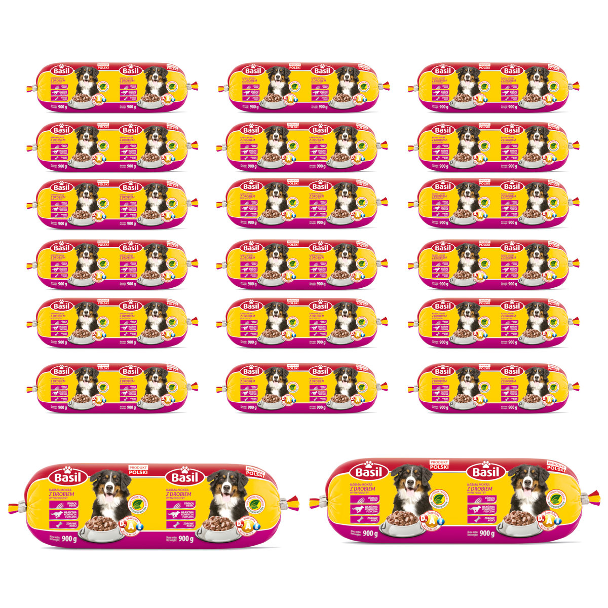 20x Karma dla psa Baton BASIL z drobiem 900 g