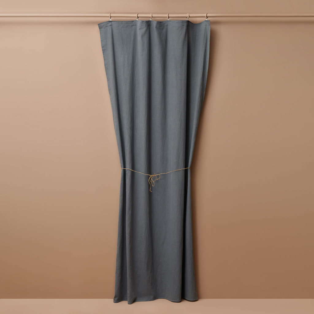 Szara zasłona Merida z naturalnego lnu140x250