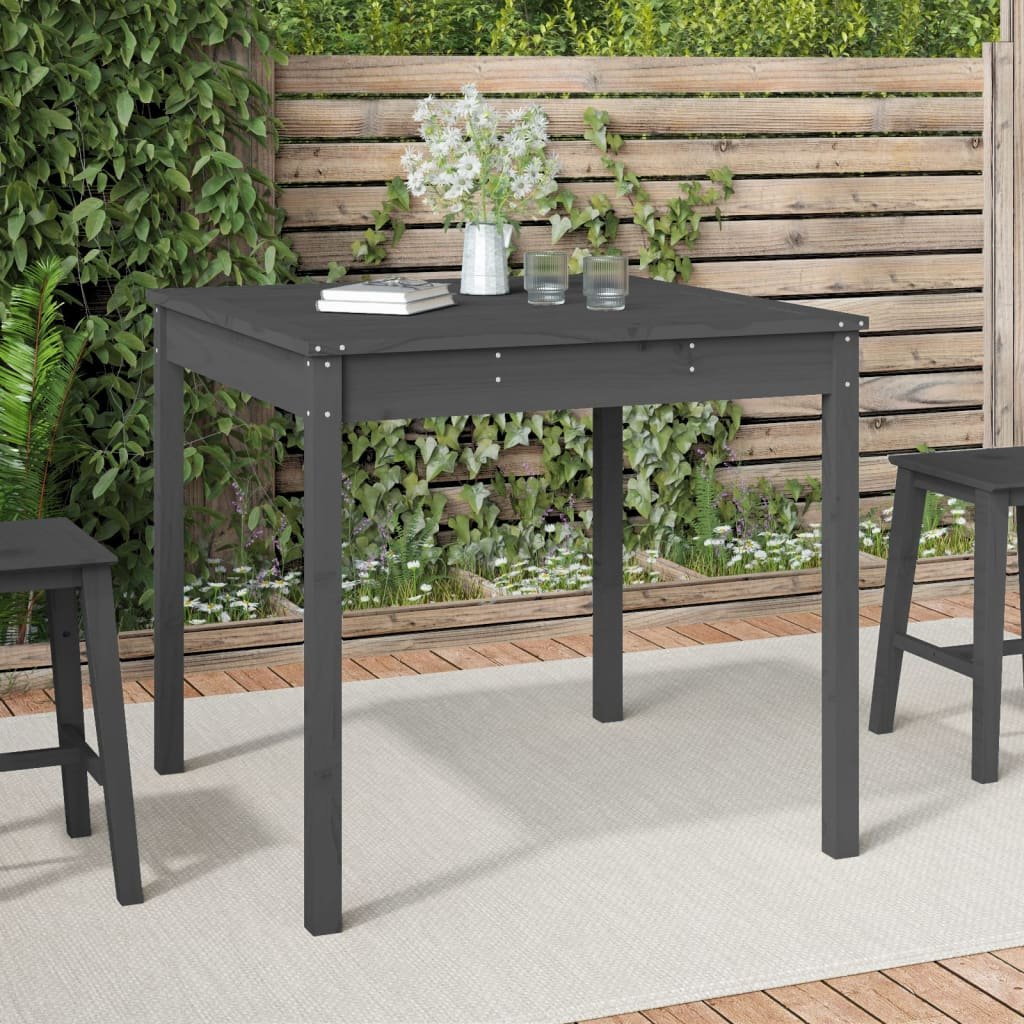 vidaXL Stolik ogrodowy, szary, 82,5x82,5x76 cm, lite drewno sosnowe