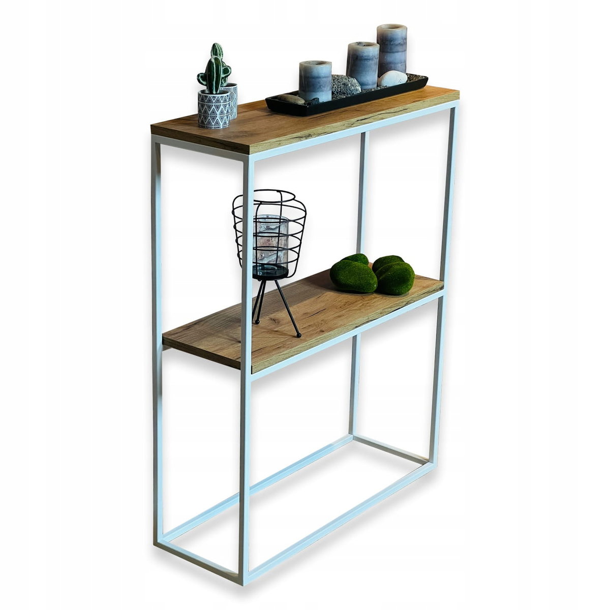 konsolka, toaletka INDUSTRIALNA BIAŁA 70x25x90 z półką